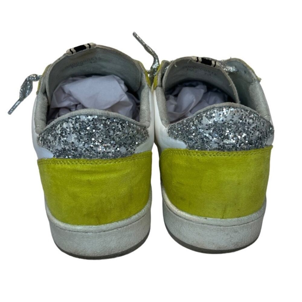 SHU SHOP, Paz low-top sneakers White & Lime green w glitter star silver laces,10 - Picture 8 of 13